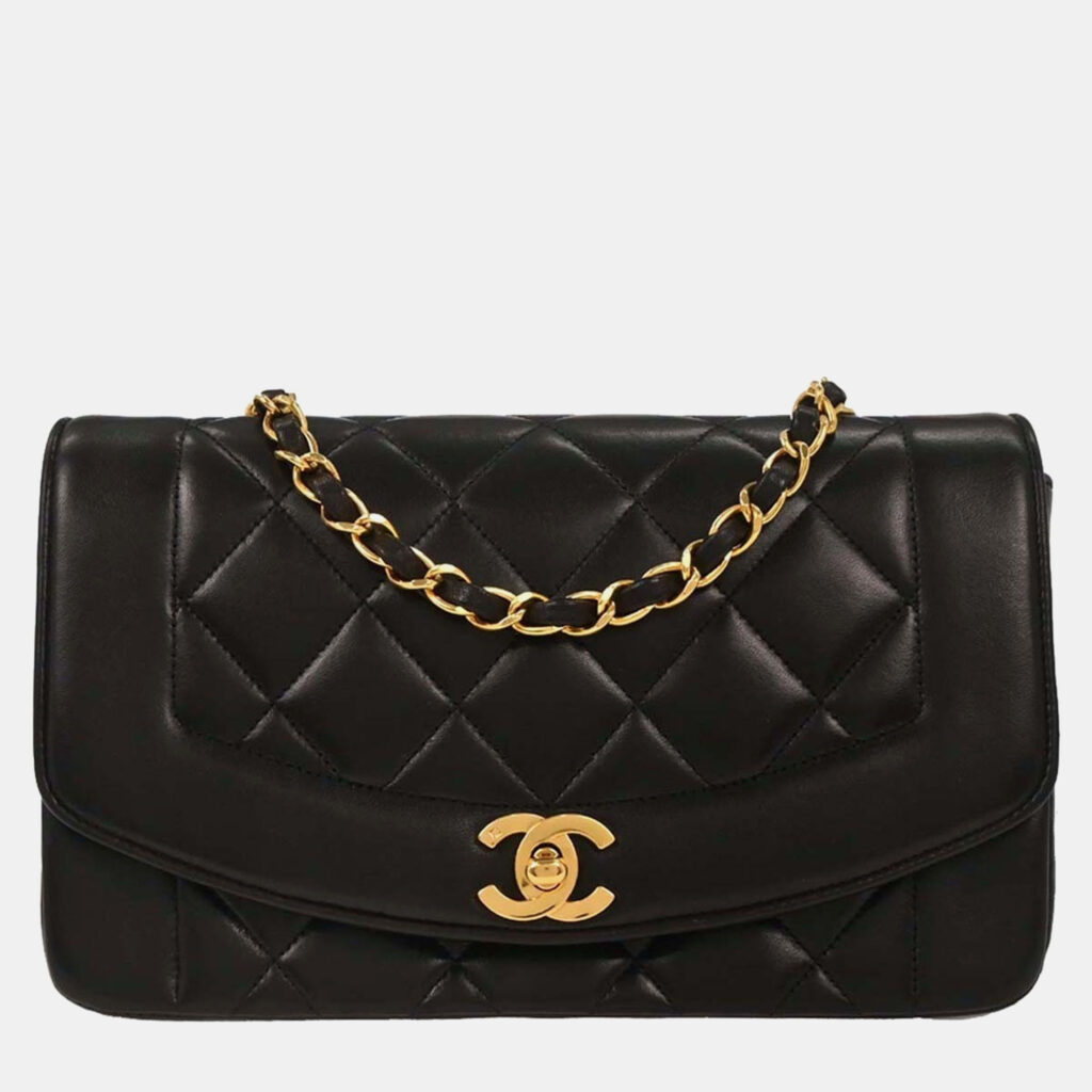 Chanel Black Lambskin Small Diana Shoulder Bag Chanel Black Lambskin Small Diana Shoulder Bag