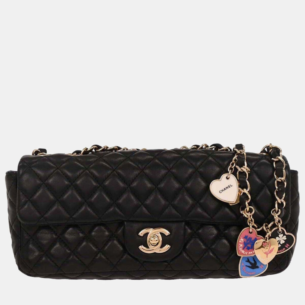Chanel Black Lambskin Valentine East West Shoulder Bag Chanel Black Lambskin Valentine East West Shoulder Bag