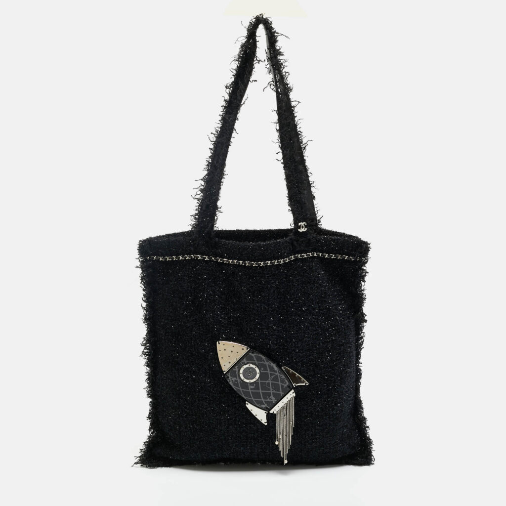 Chanel Black Tweed Rocket Embellished Shopper Tote Chanel Black Tweed Rocket Embellished Shopper Tote