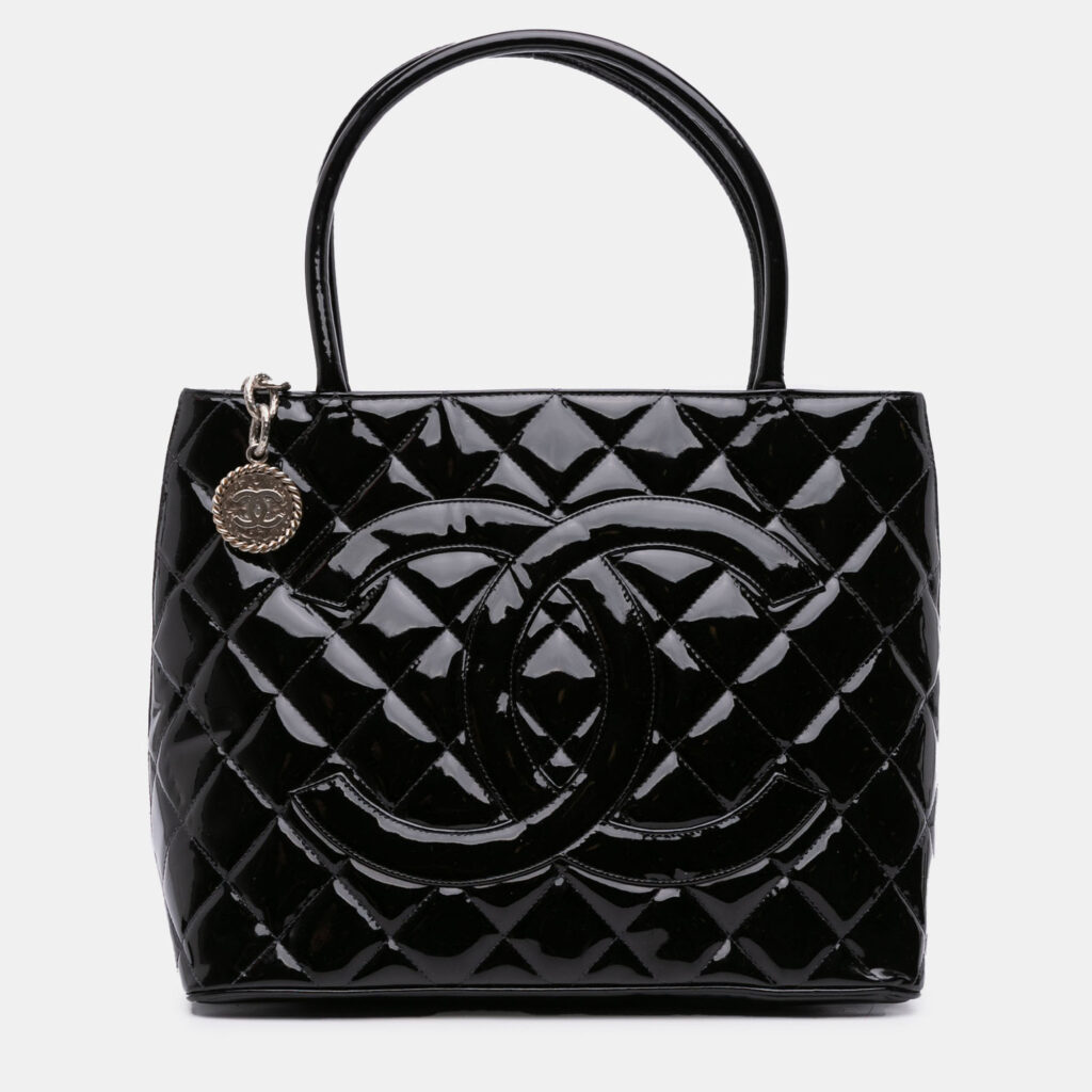 Chanel Black Patent Medallion Tote Chanel Black Patent Medallion Tote