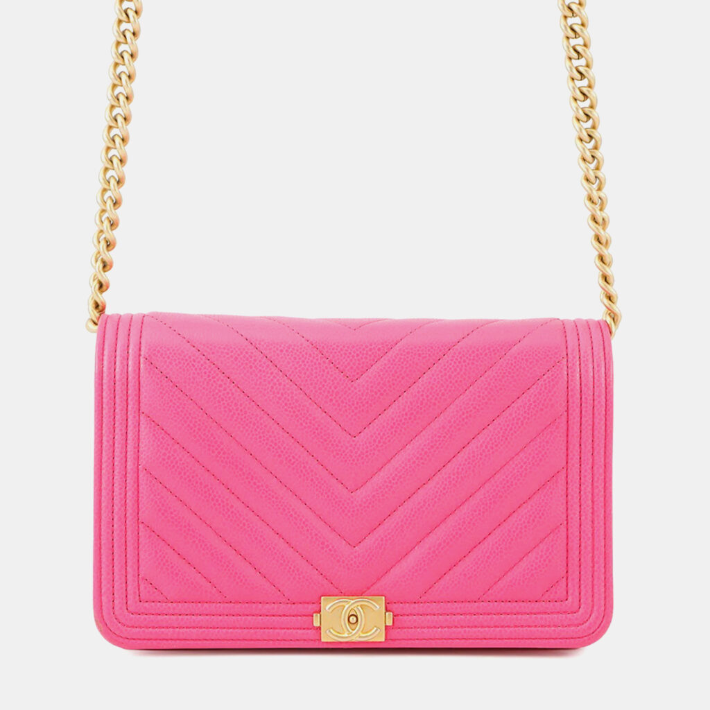 Chanel Boy'S Chanel Chevron Chain Wallet Pink Caviar Leather Chanel Boy'S Chanel Chevron Chain Wallet Pink Caviar Leather