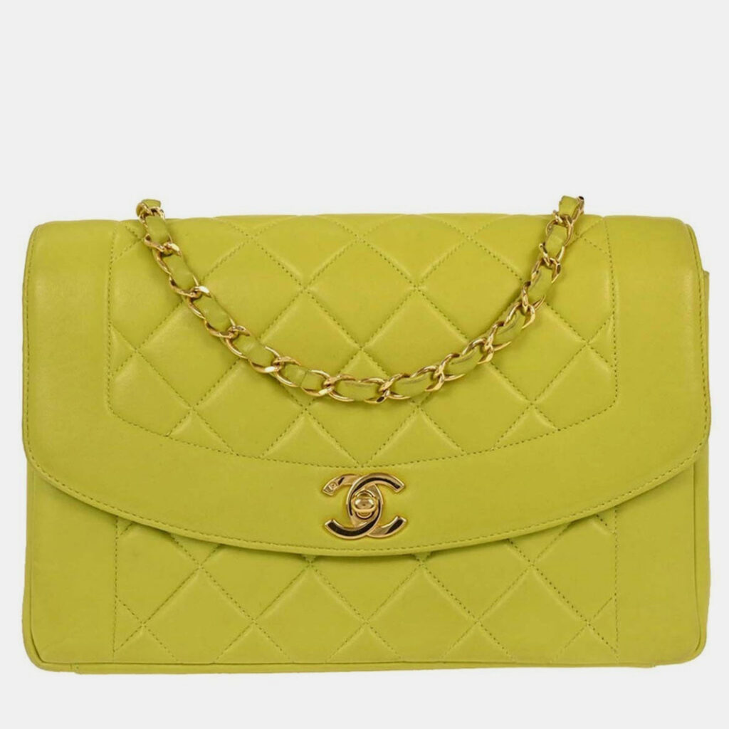 Chanel Light Green Lambskin Medium Diana Shoulder Bag Chanel Light Green Lambskin Medium Diana Shoulder Bag