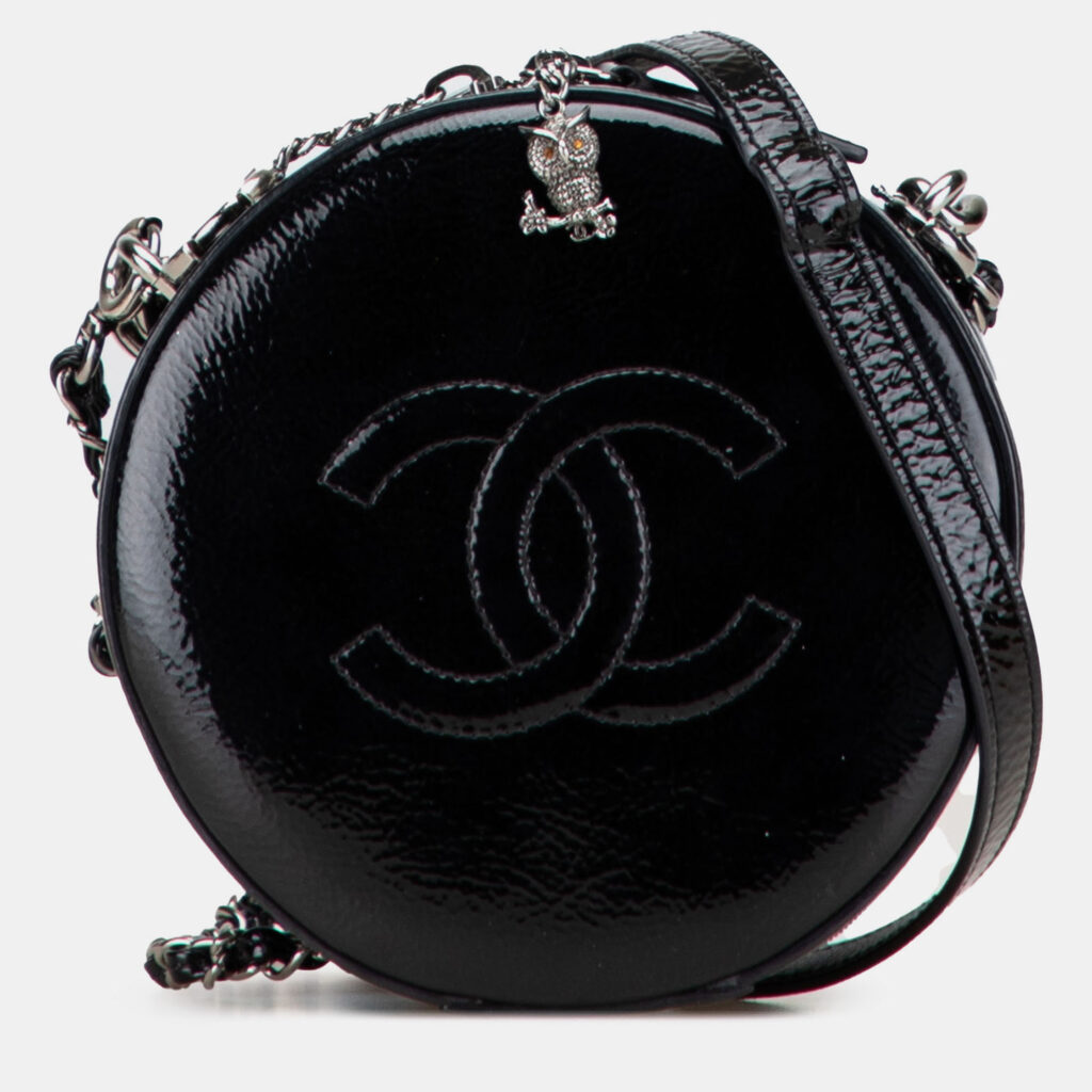 Chanel Black Patent Round As Earth Bag
