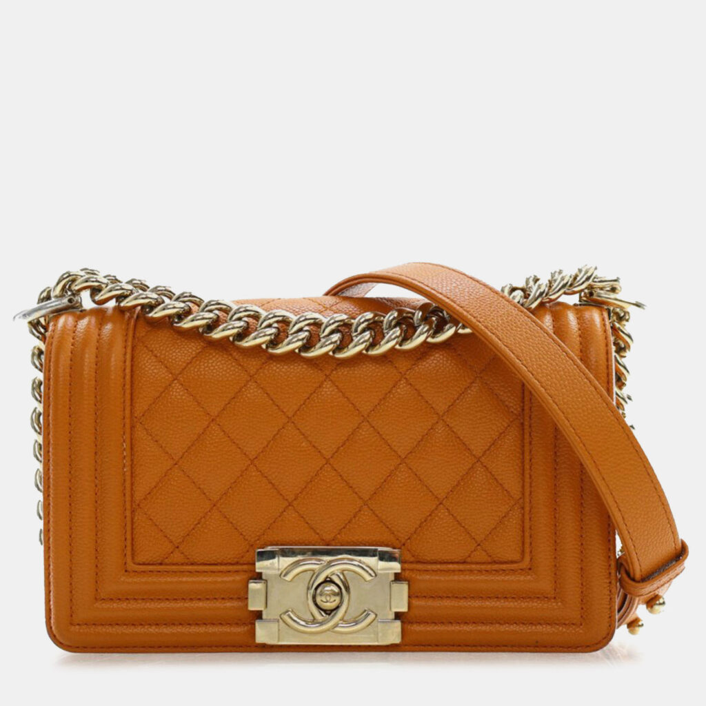 Chanel Brown Small Quilted Caviar Boy Flap Chanel Brown Small Quilted Caviar Boy Flap