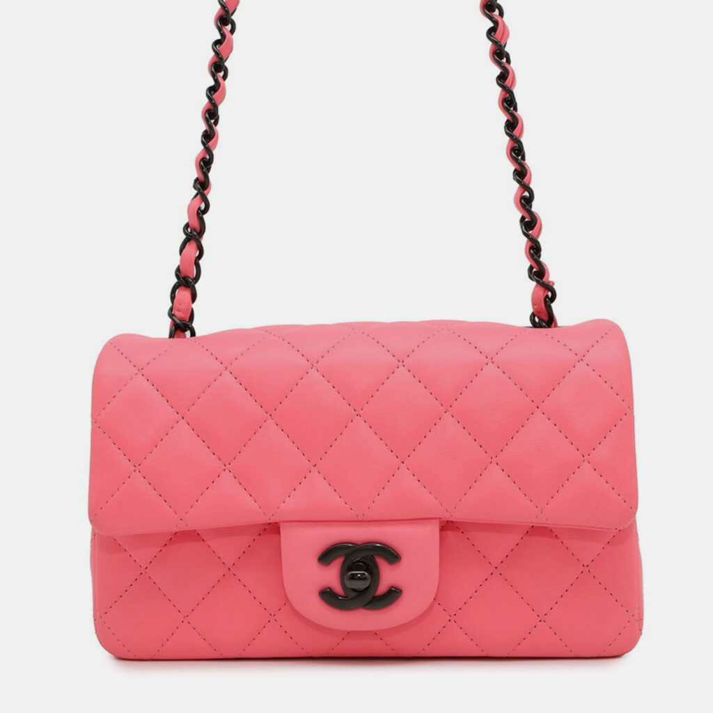 Chanel Single Flap Pink Lambskin Chain Shoulder Bag Chanel Single Flap Pink Lambskin Chain Shoulder Bag