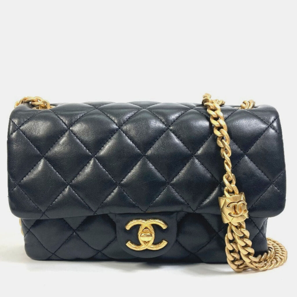 Chanel CC Coco Mark Matelasse Black Lambskin Chain Bag Chanel CC Coco Mark Matelasse Black Lambskin Chain Bag