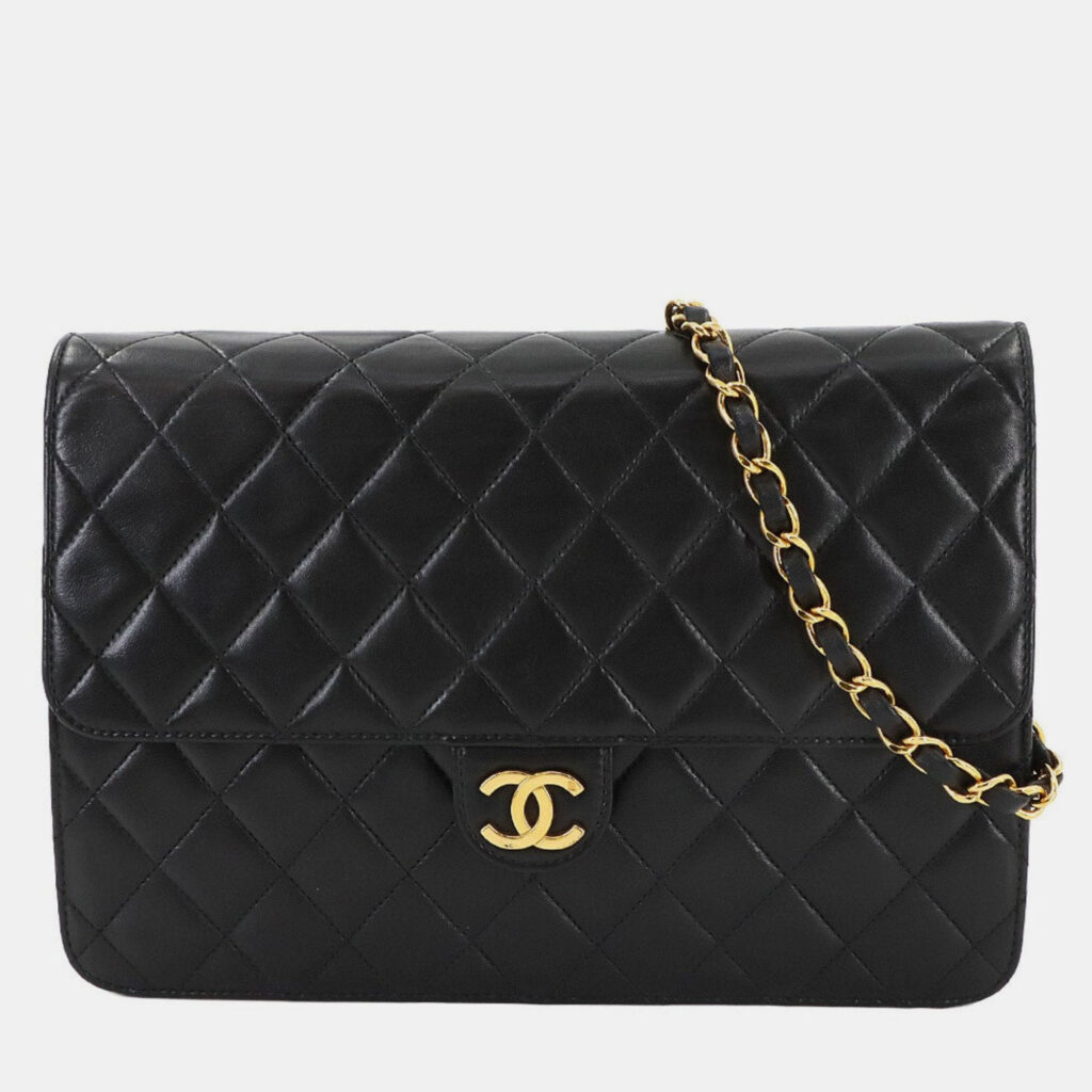 Chanel Square Flap Black Leather Shoulder Bag Chanel Square Flap Black Leather Shoulder Bag
