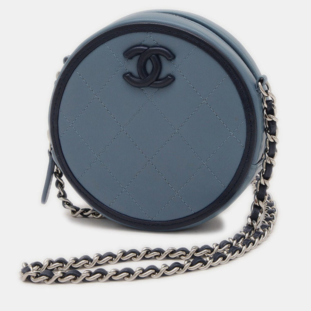Chanel Round CC Blue Leather Shoulder Bag Chanel Round CC Blue Leather Shoulder Bag