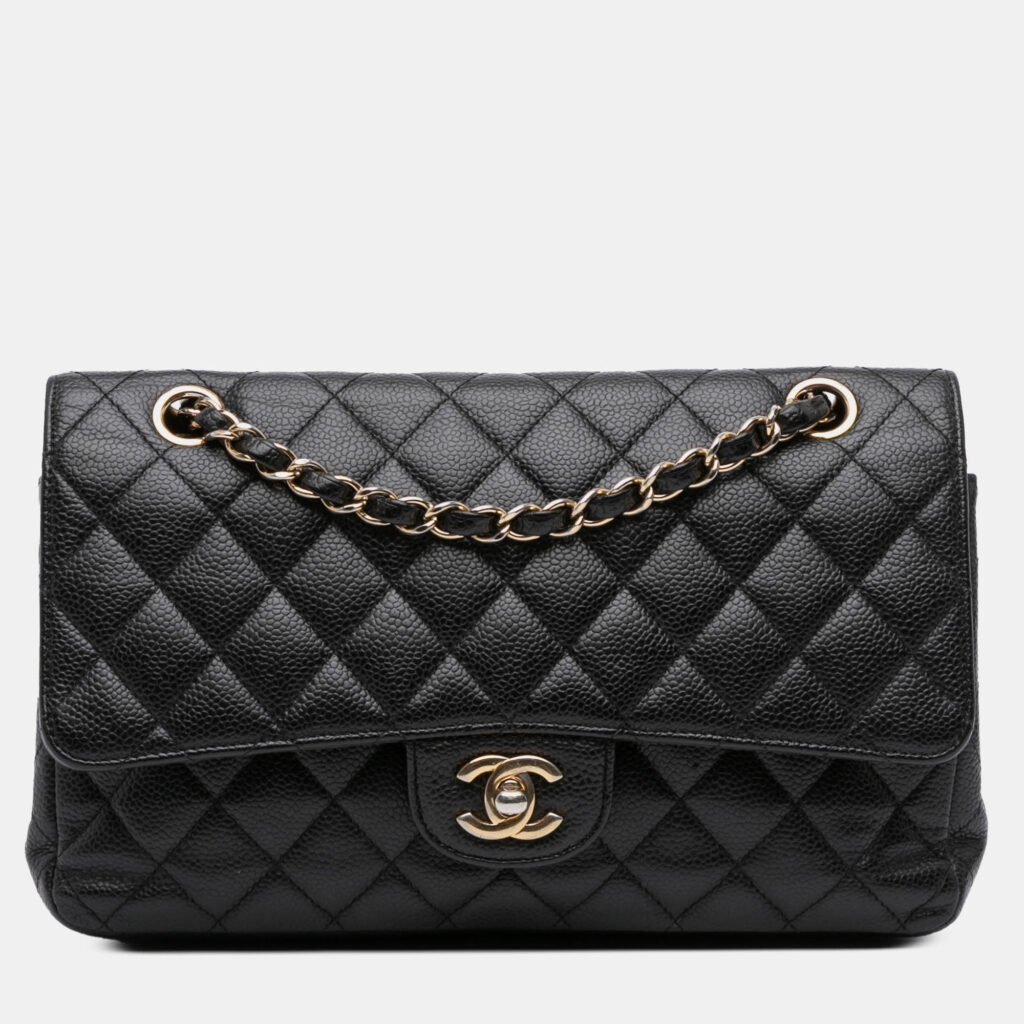 luxury-women-chanel-used-handbags-p1221441-008.jpg Chanel Black Medium Classic Caviar Double Flap
