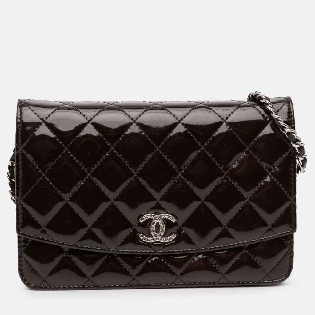 Chanel Black Quilted Patent Brilliant Wallet On Chain Chanel Black Quilted Patent Brilliant Wallet On Chain