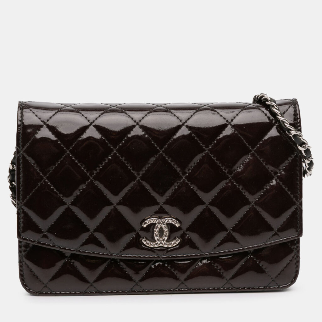 Chanel Black Quilted Patent Brilliant Wallet On Chain Chanel Black Quilted Patent Brilliant Wallet On Chain
