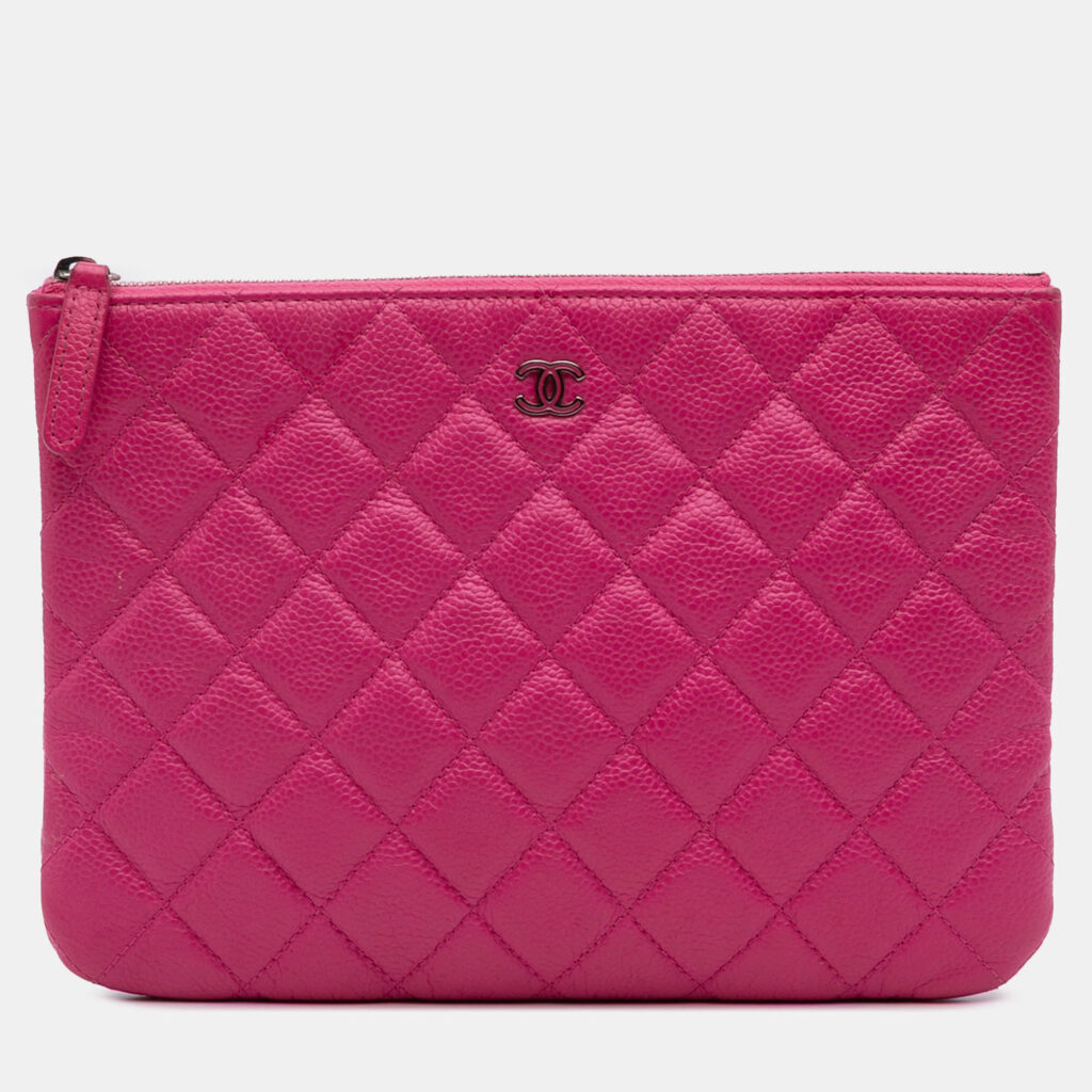 Chanel Pink Small Quilted Caviar O Case Clutch Chanel Pink Small Quilted Caviar O Case Clutch