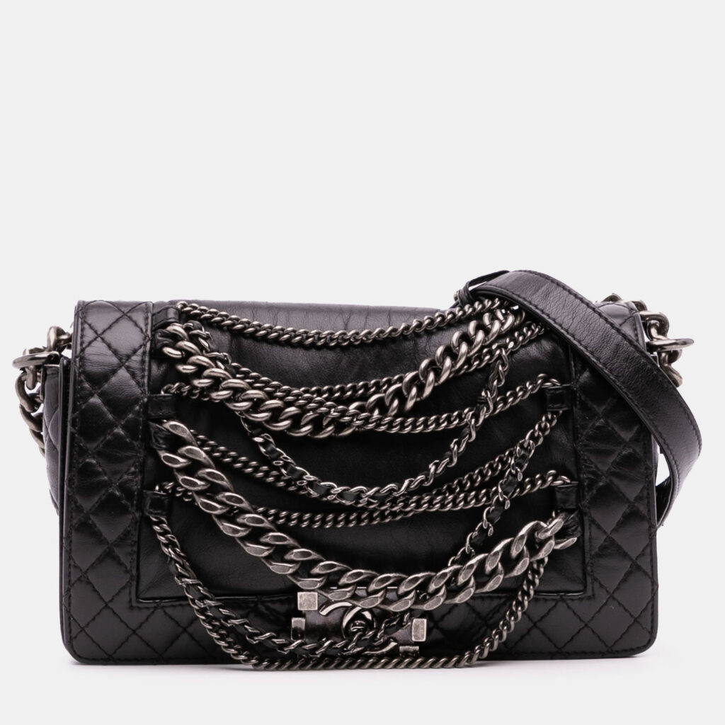 Chanel Black Medium Calfskin Enchained Boy Flap Chanel Black Medium Calfskin Enchained Boy Flap