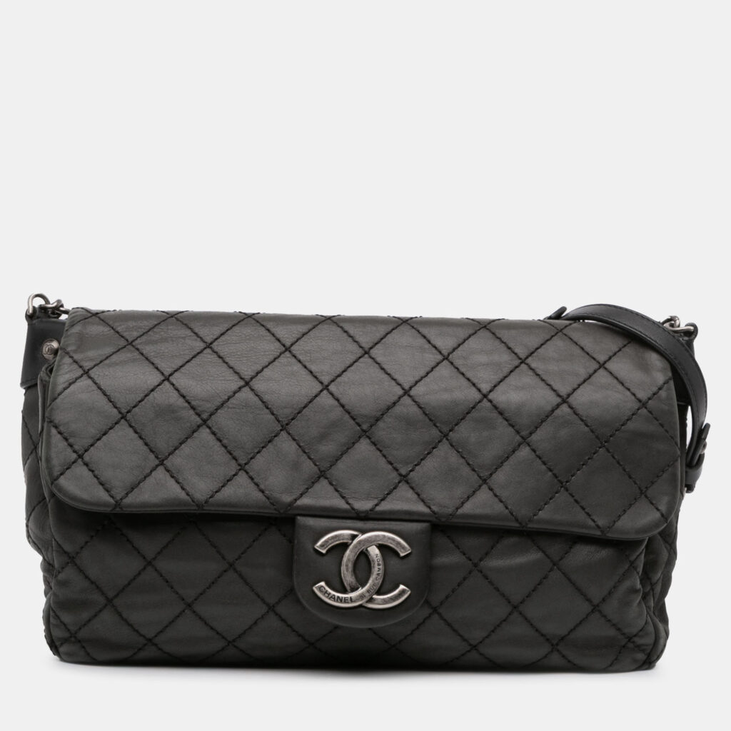 Chanel Grey Large Quilted Iridescent Calfskin Coco Daily Flap Chanel Grey Large Quilted Iridescent Calfskin Coco Daily Flap