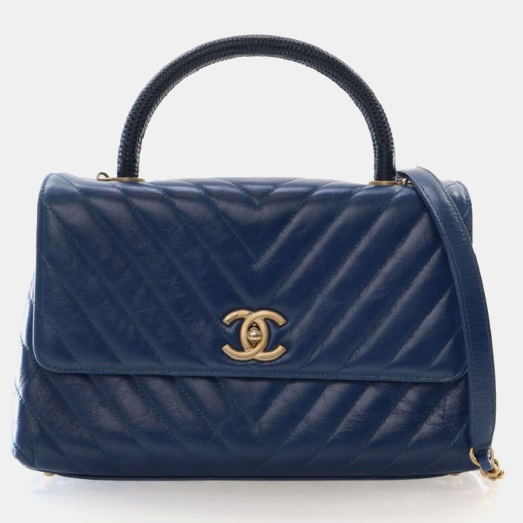 Chanel Medium Lizard Crinkled Calfskin Coco Handle Bag