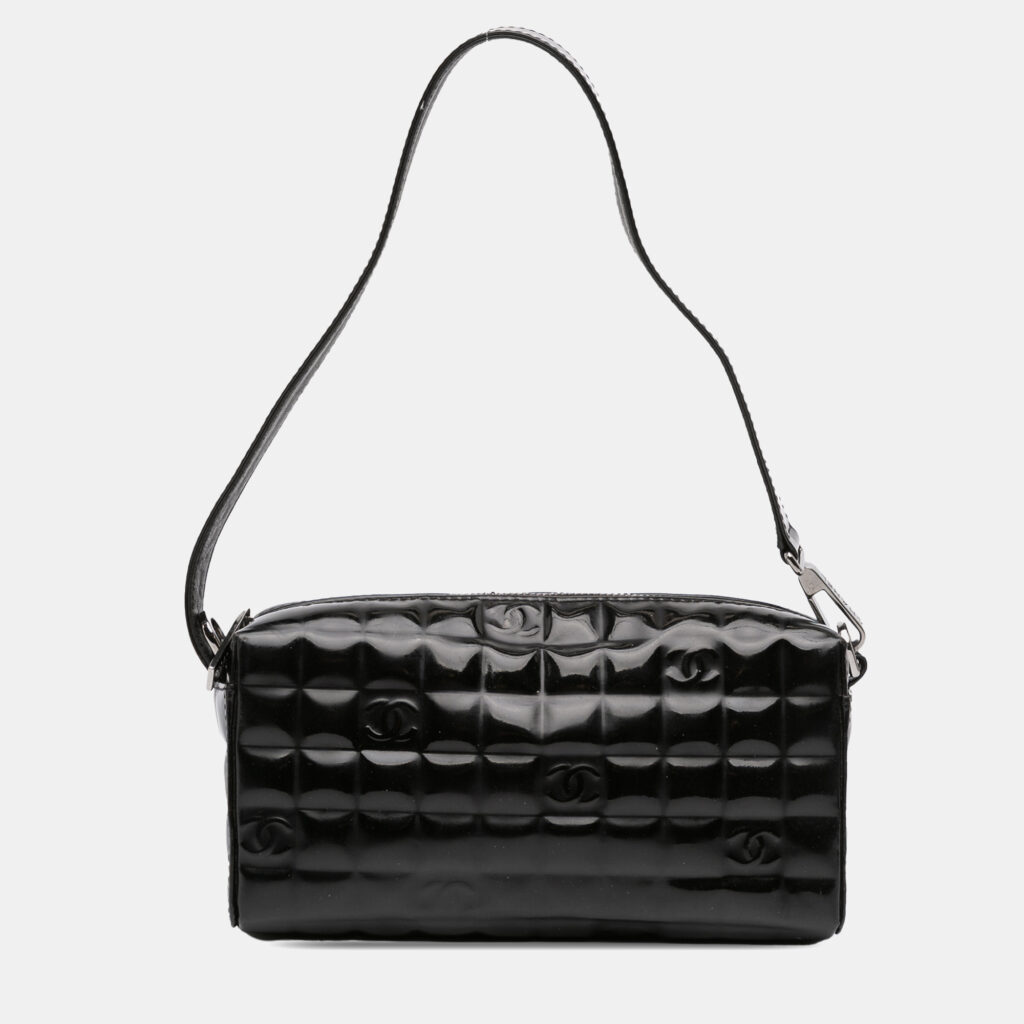 Chanel Black CC Chocolate Bar Patent Shoulder Bag