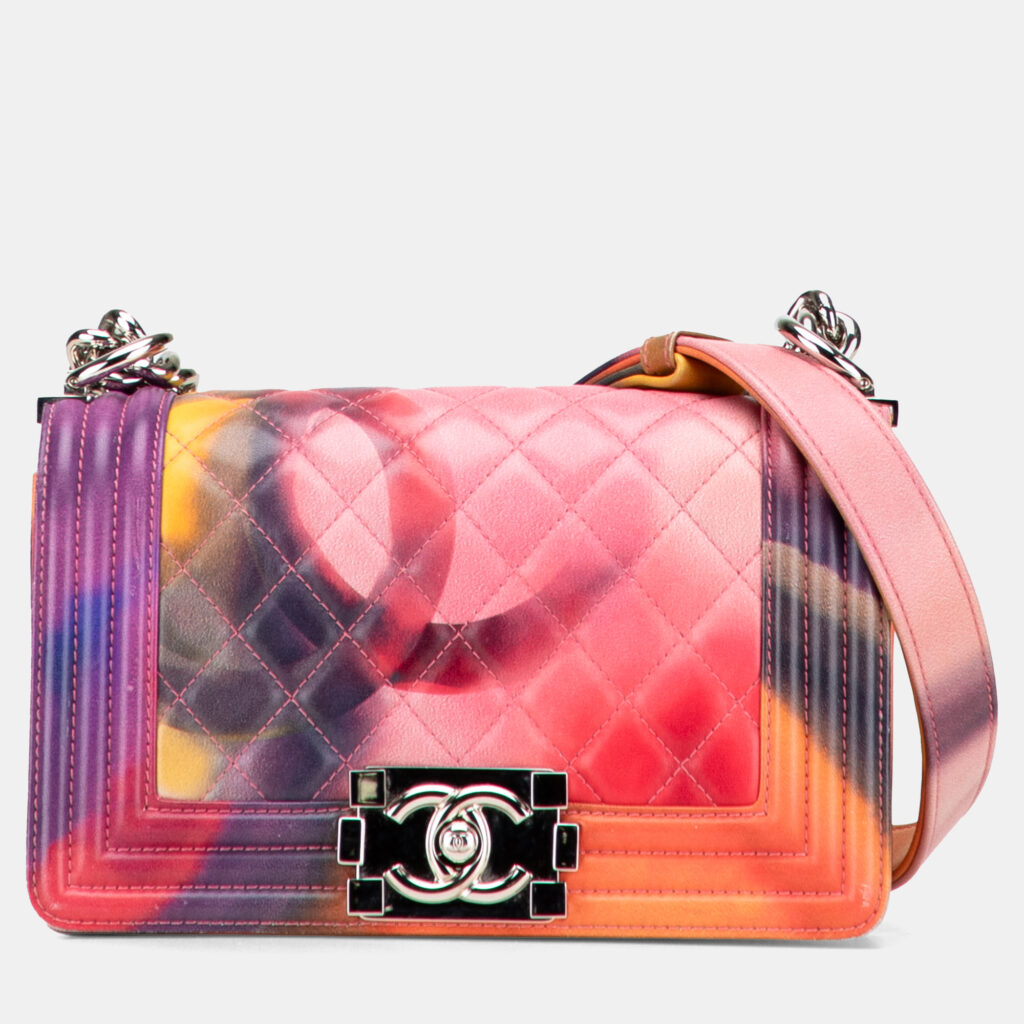luxury-women-chanel-used-handbags-p1223007-001-1.jpg Chanel Multicolor Small Lambskin Flower Power Boy Flap