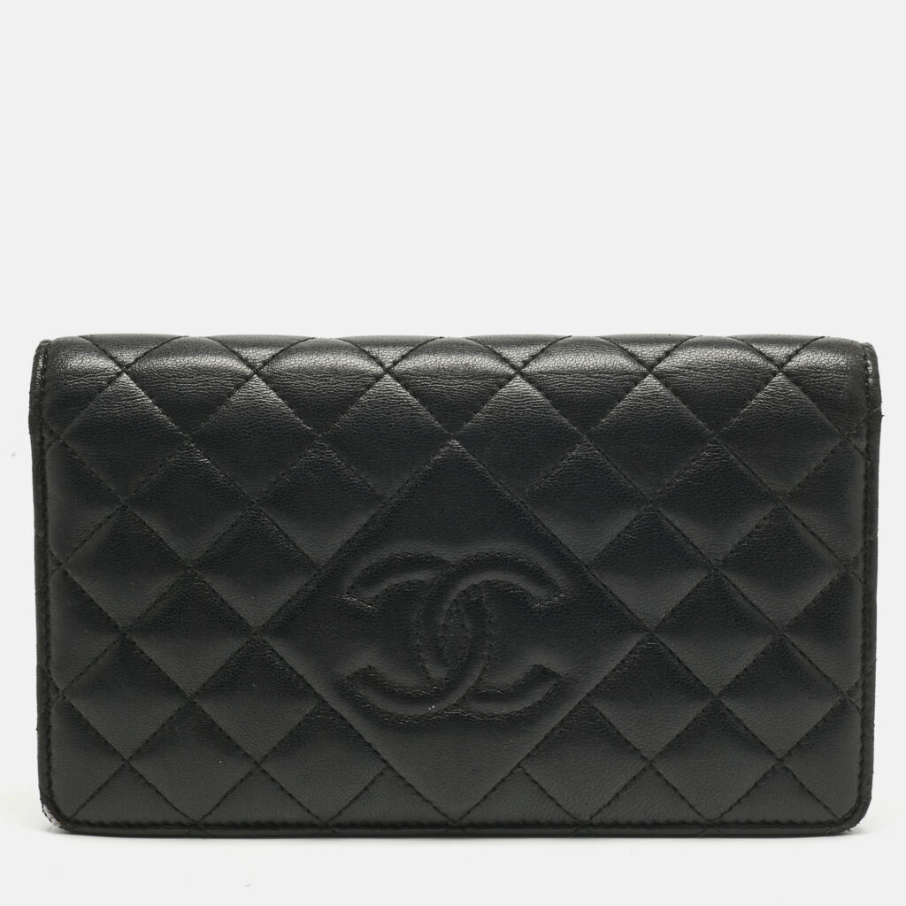Chanel Black Quilted Leather CC Bifold Wallet