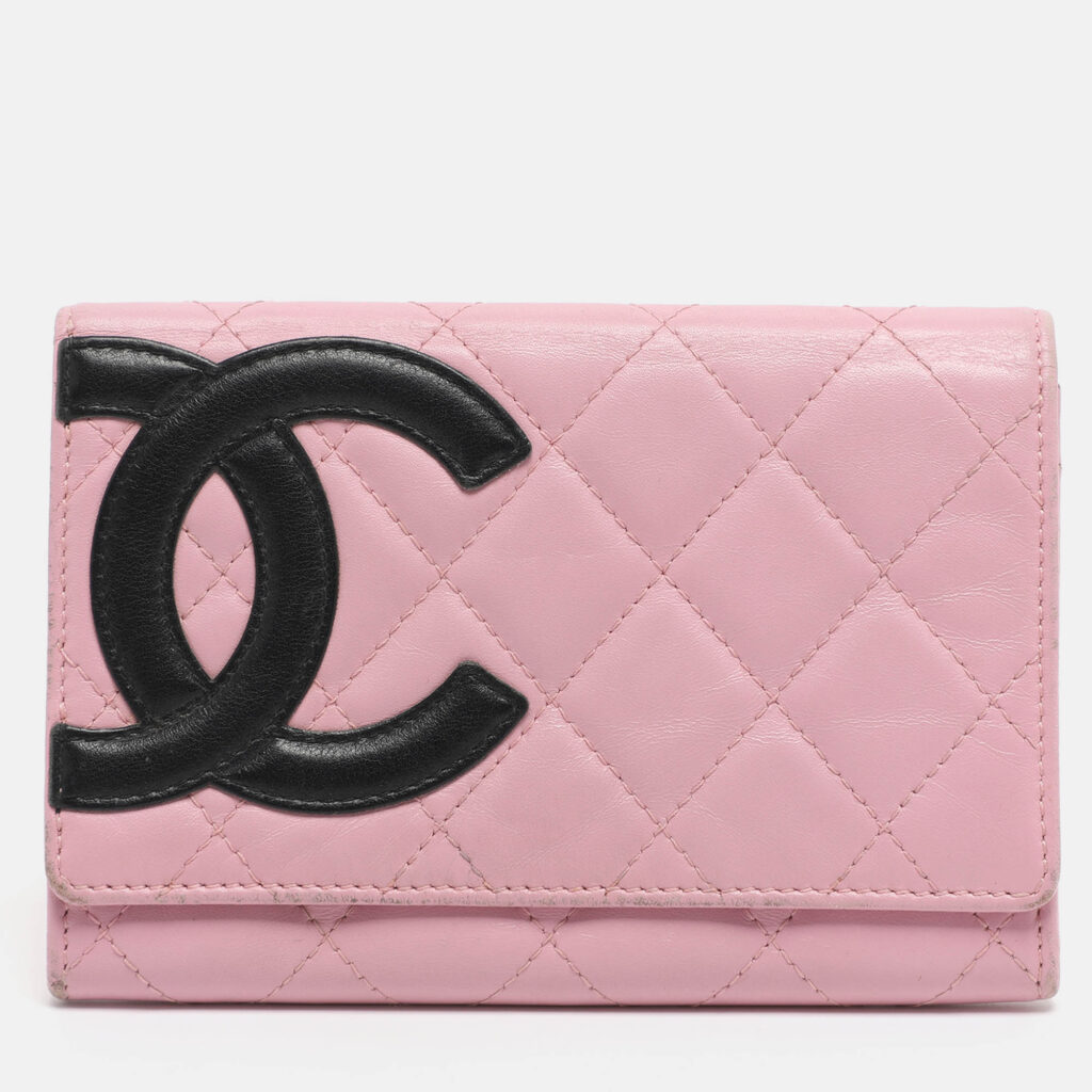 Chanel Pink Quilted Leather Cambon Ligne Wallet