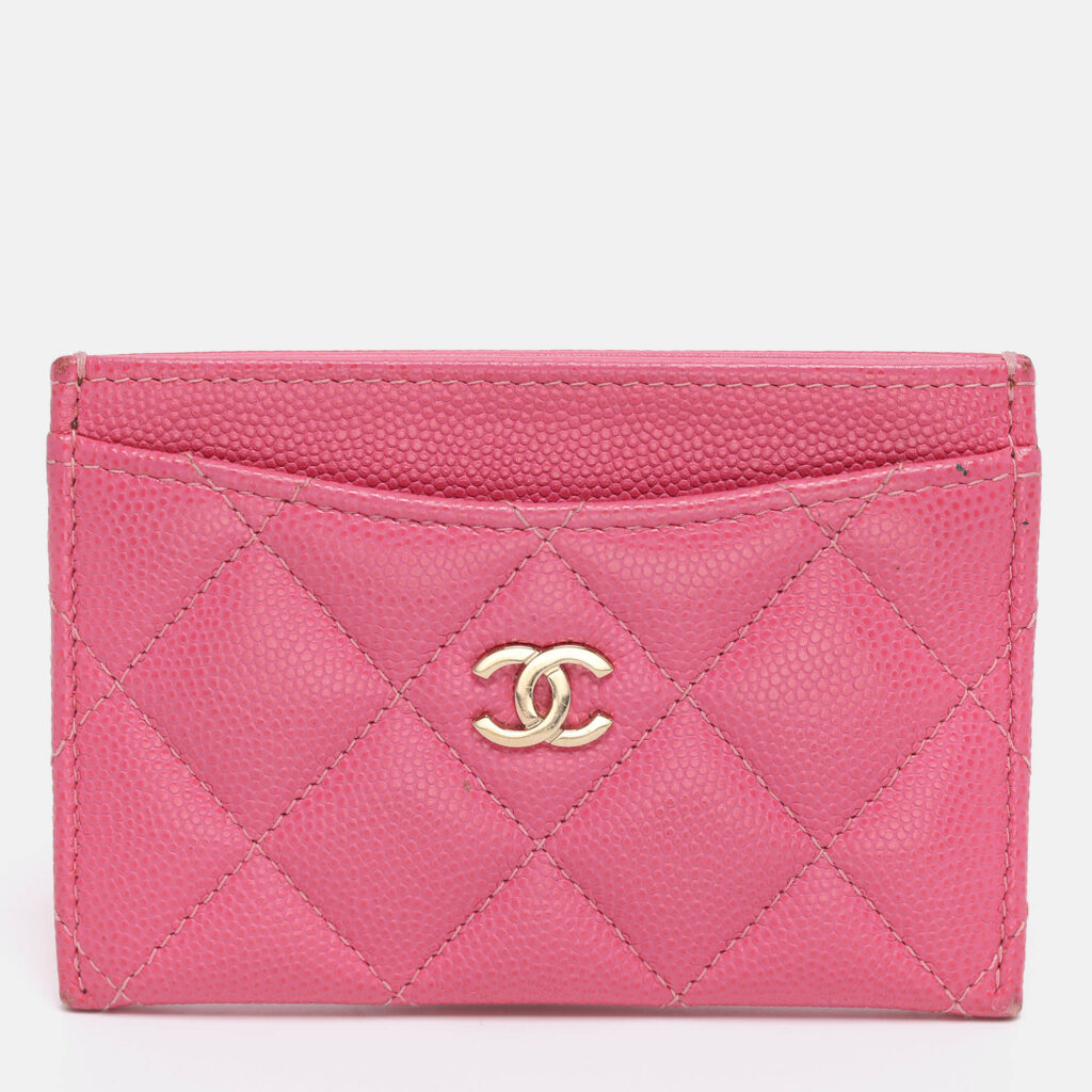 Chanel Pink Quilted Caviar Leather Classic Card Holder Chanel Pink Quilted Caviar Leather Classic Card Holder