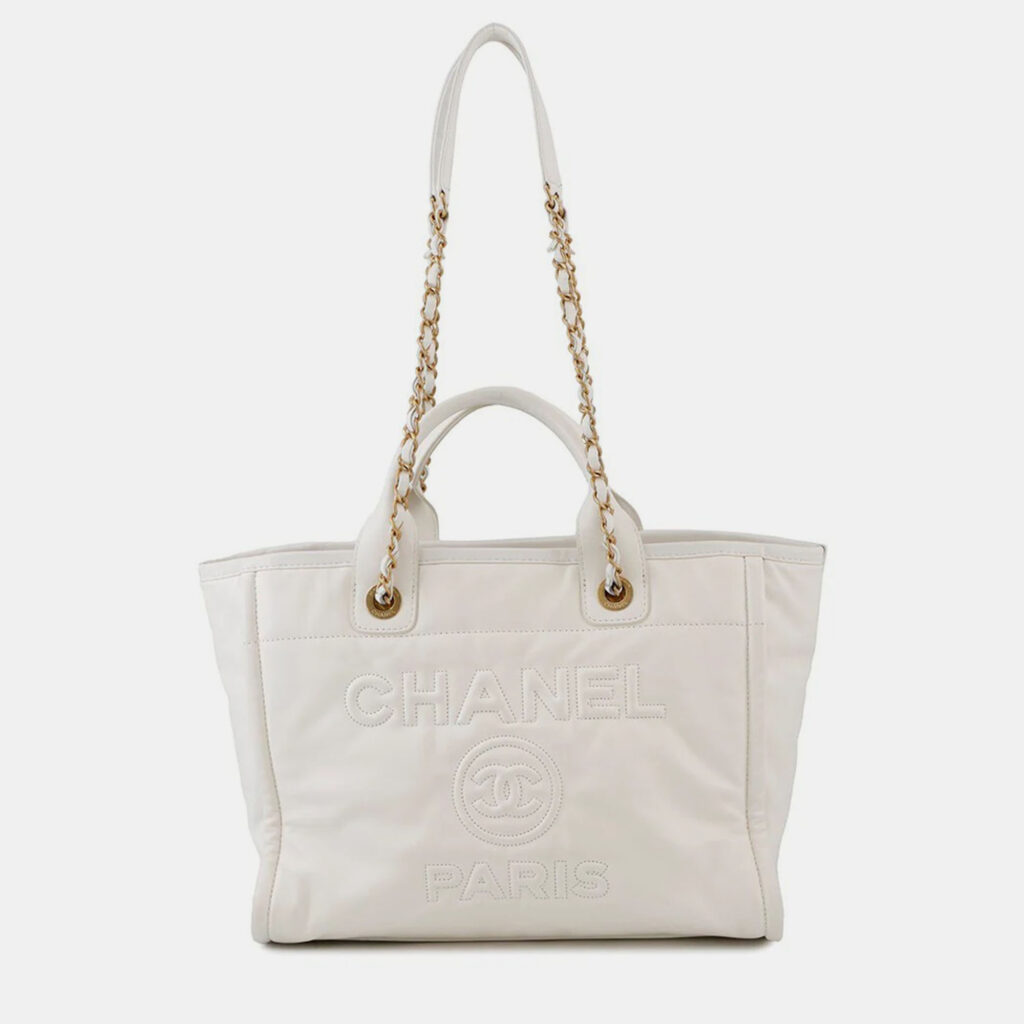 Chanel Deauville Line 2Waybag White Leather Size Mm Chanel Deauville Line 2Waybag White Leather Size Mm