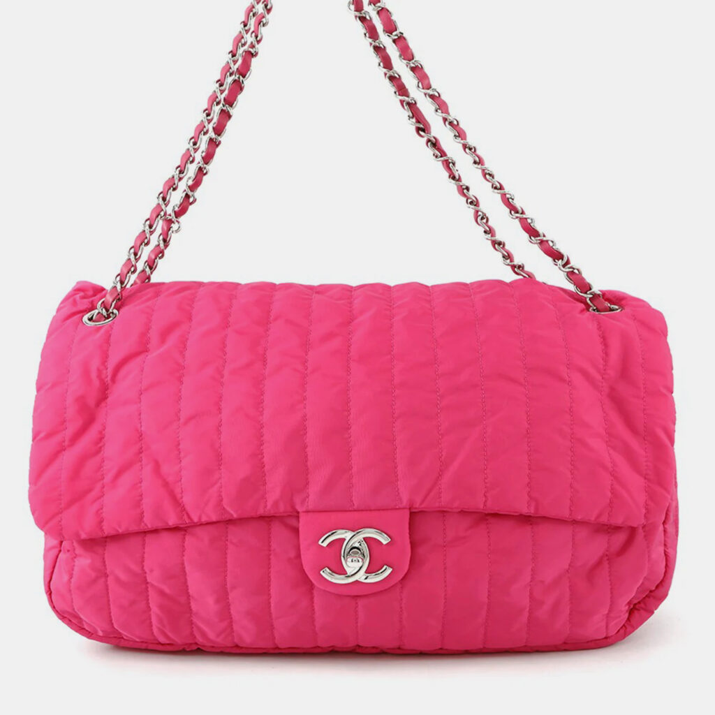 Chanel Mademoiselle Pink Nylon Leather Chain Shoulder Bag Chanel Mademoiselle Pink Nylon Leather Chain Shoulder Bag
