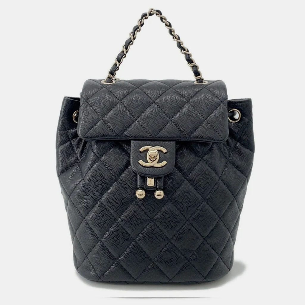 Chanel Matelasse Black Caviar Leather Chain Backpack Chanel Matelasse Black Caviar Leather Chain Backpack