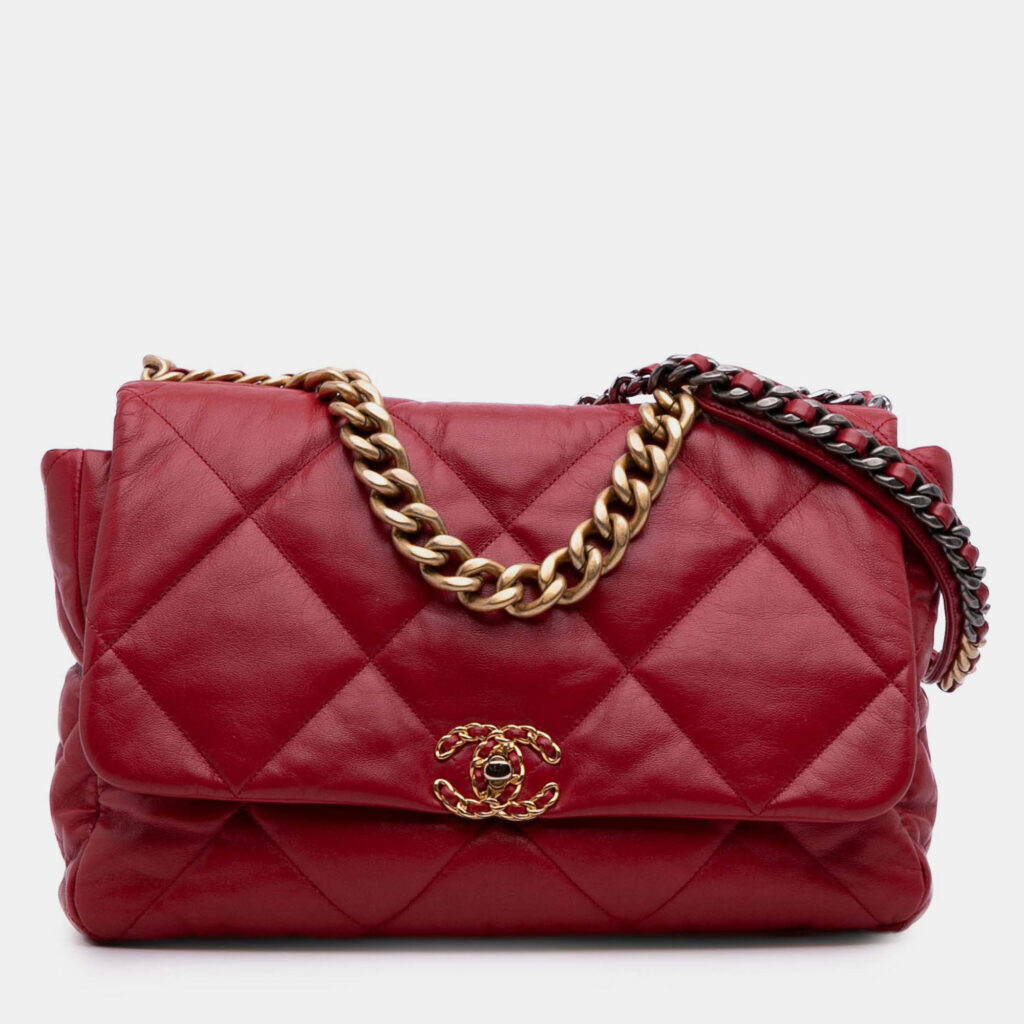 Chanel Red Maxi Lambskin 19 Flap