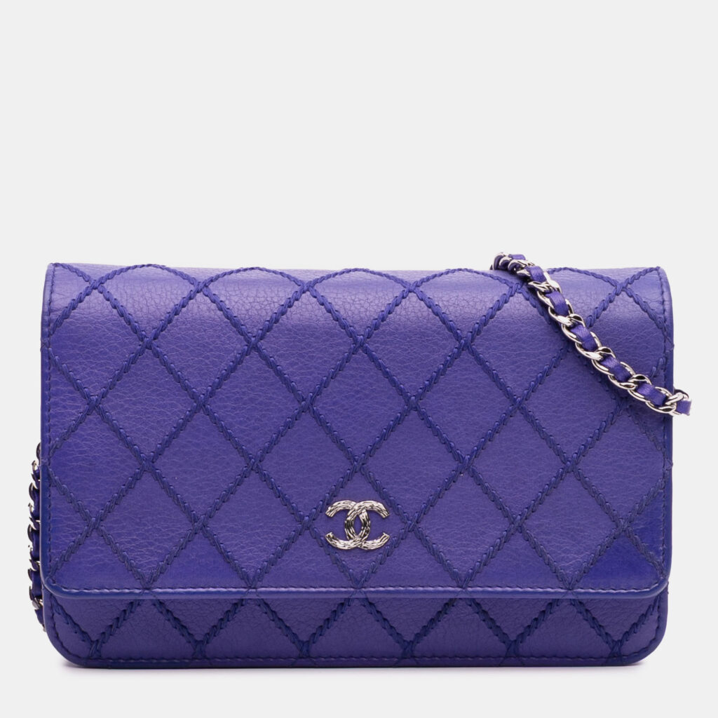 Chanel Blue CC Quilted Calfskin Fancy Wallet On Chain Chanel Blue CC Quilted Calfskin Fancy Wallet On Chain