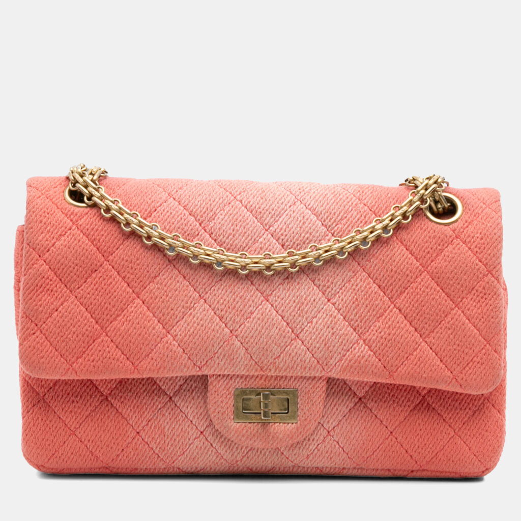 luxury-women-chanel-used-handbags-p1224590-009-1.jpg Chanel Orange Reissue 2.55 Quilted Denim Ombre Double Flap 225