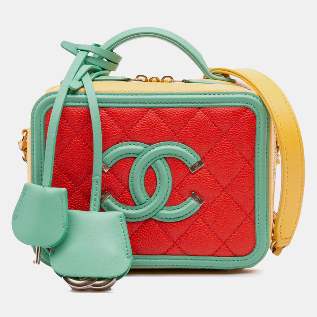Chanel Multicolor Small Tricolor Caviar CC Filigree Vanity Case