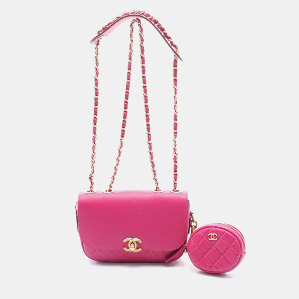 Chanel Multi Pouching Pink Quilted Calfskin Flap Bag with Coin Purse Chanel Multi Pouching Pink Quilted Calfskin Flap Bag with Coin Purse