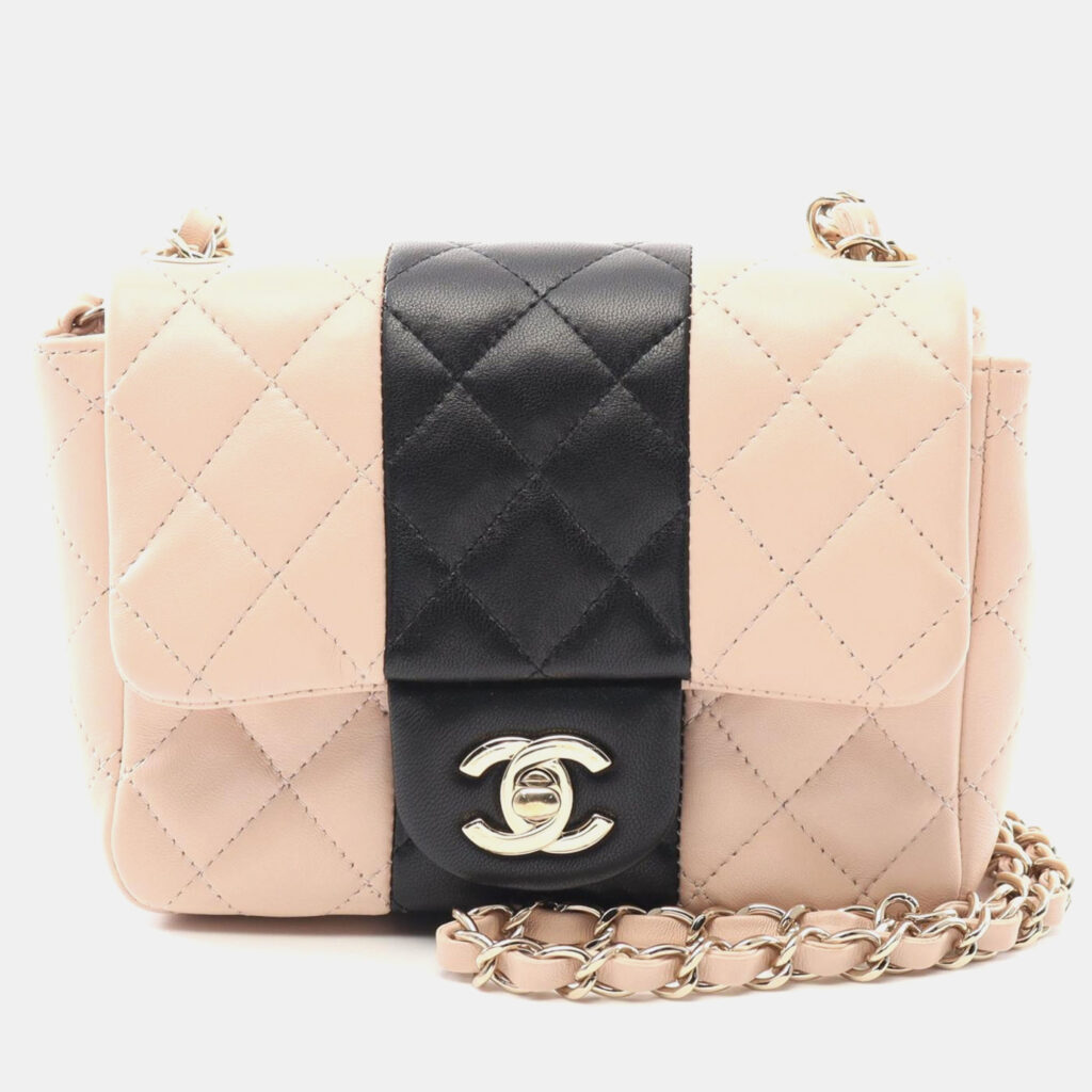 Chanel Classic Mini Square Bicolor Quilted Leather Flap Bag Chanel Classic Mini Square Bicolor Quilted Leather Flap Bag
