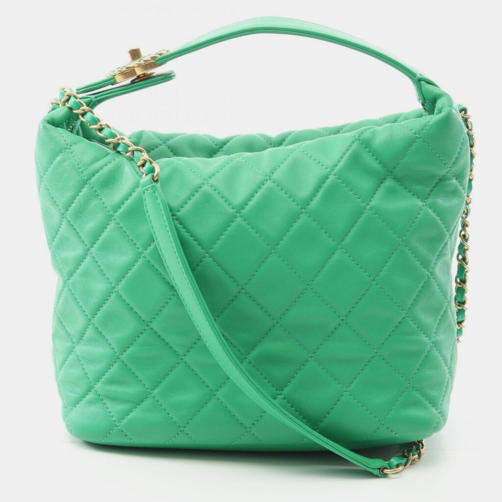 Chanel Perfect Meeting Small Green Lambskin Hobo Bag Chanel Perfect Meeting Small Green Lambskin Hobo Bag