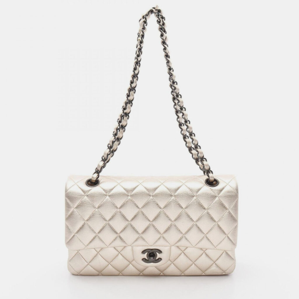 Chanel Classic Double Flap Metallic Leather Shoulder Bag Chanel Classic Double Flap Metallic Leather Shoulder Bag