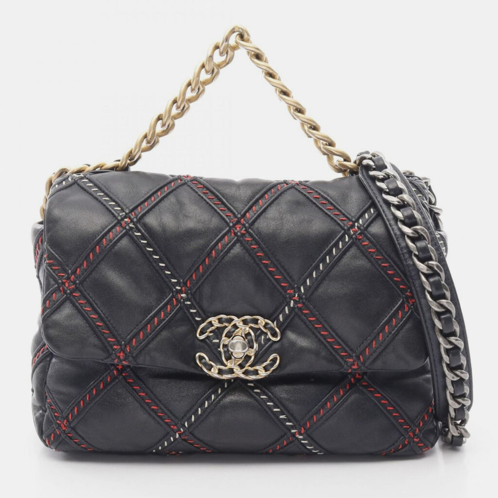 Chanel 19 Navy Blue Leather Shoulder Bag