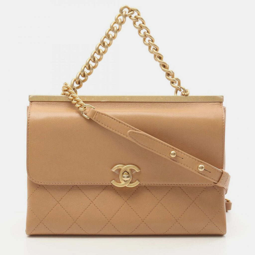 Chanel Coco Luxe Beige Lambskin Leather Flap Bag Chanel Coco Luxe Beige Lambskin Leather Flap Bag