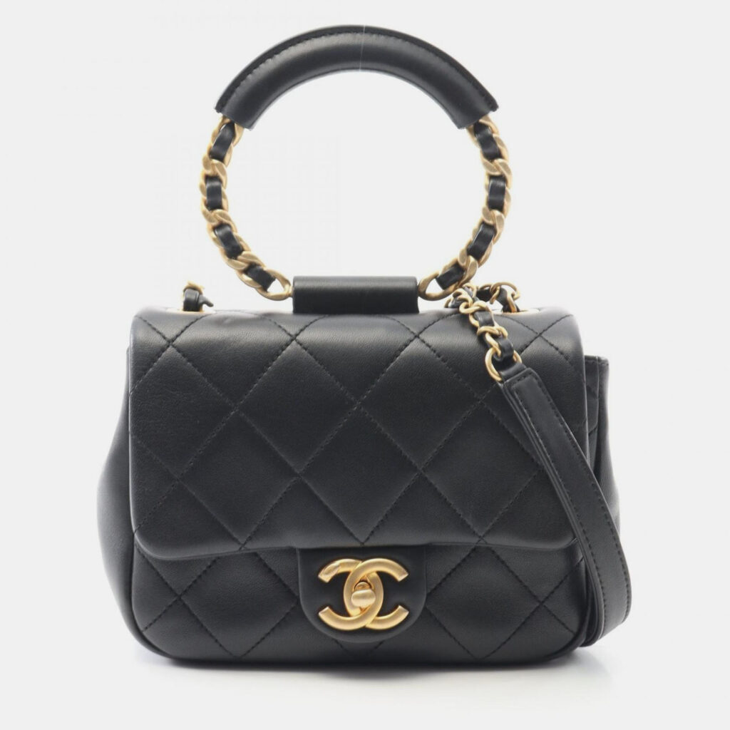 Chanel In-the-Loop CC Black Lambskin Sheep Leather Shoulder Bag