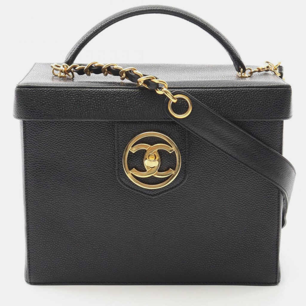Chanel Coco Mark Black Leather Vanity Case