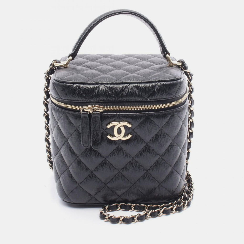Chanel Vanity Case Black Leather Shoulder Bag Chanel Vanity Case Black Leather Shoulder Bag