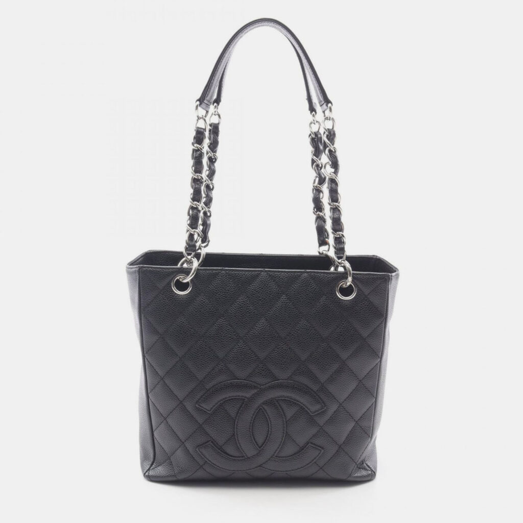 Chanel Petite Shopping PST Black Leather Tote Bag