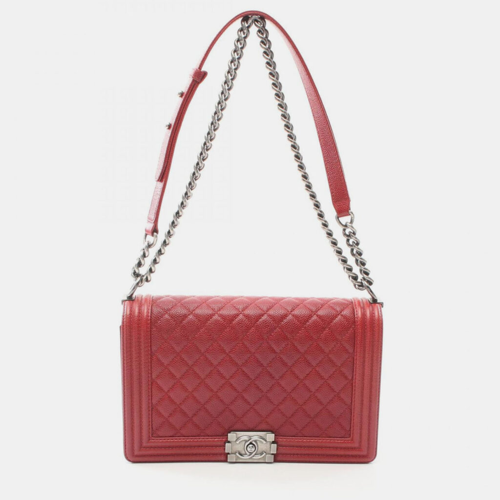 Chanel Boy Red Calf Leather Shoulder Bag Chanel Boy Red Calf Leather Shoulder Bag