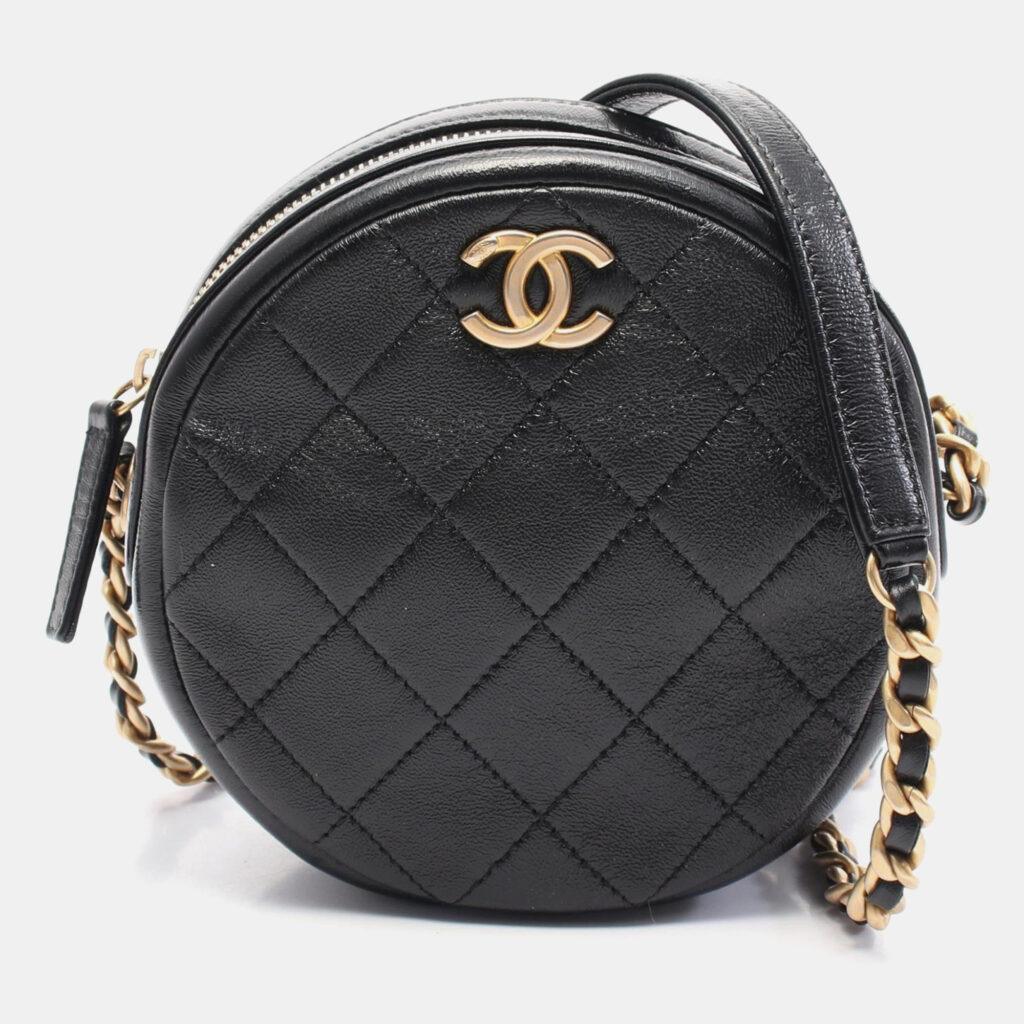 Chanel Round CC Black Leather Shoulder Bag Chanel Round CC Black Leather Shoulder Bag