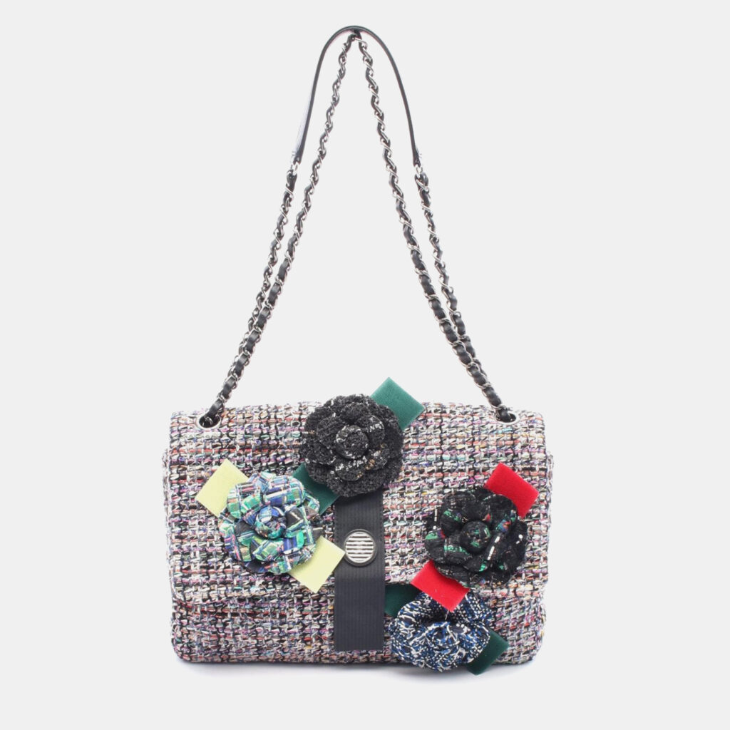 Chanel Camellia Flap Multicolour Tweed Shoulder Bag Chanel Camellia Flap Multicolour Tweed Shoulder Bag