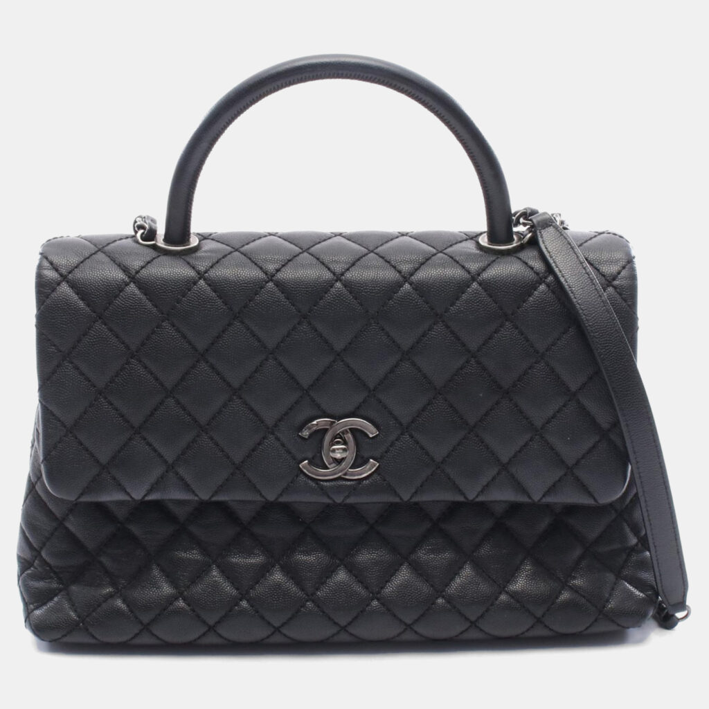 Chanel Coco Handle Black Leather Top Handle Bag Chanel Coco Handle Black Leather Top Handle Bag