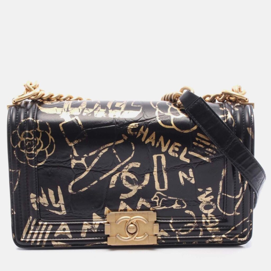 Chanel Embossed Graffiti Boy Leather Shoulder Bag