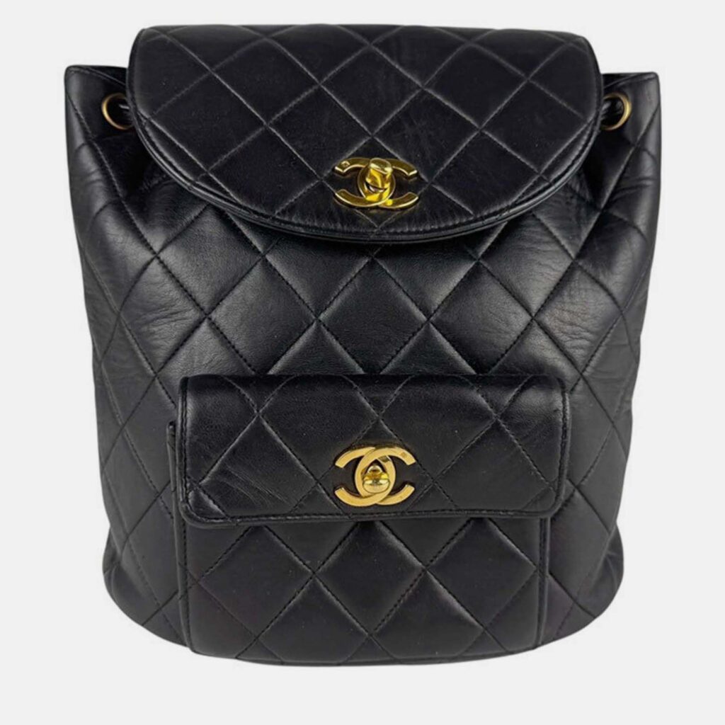 Chanel Matelasse Backpack In Leather Black GHW Chanel Matelasse Backpack In Leather Black GHW