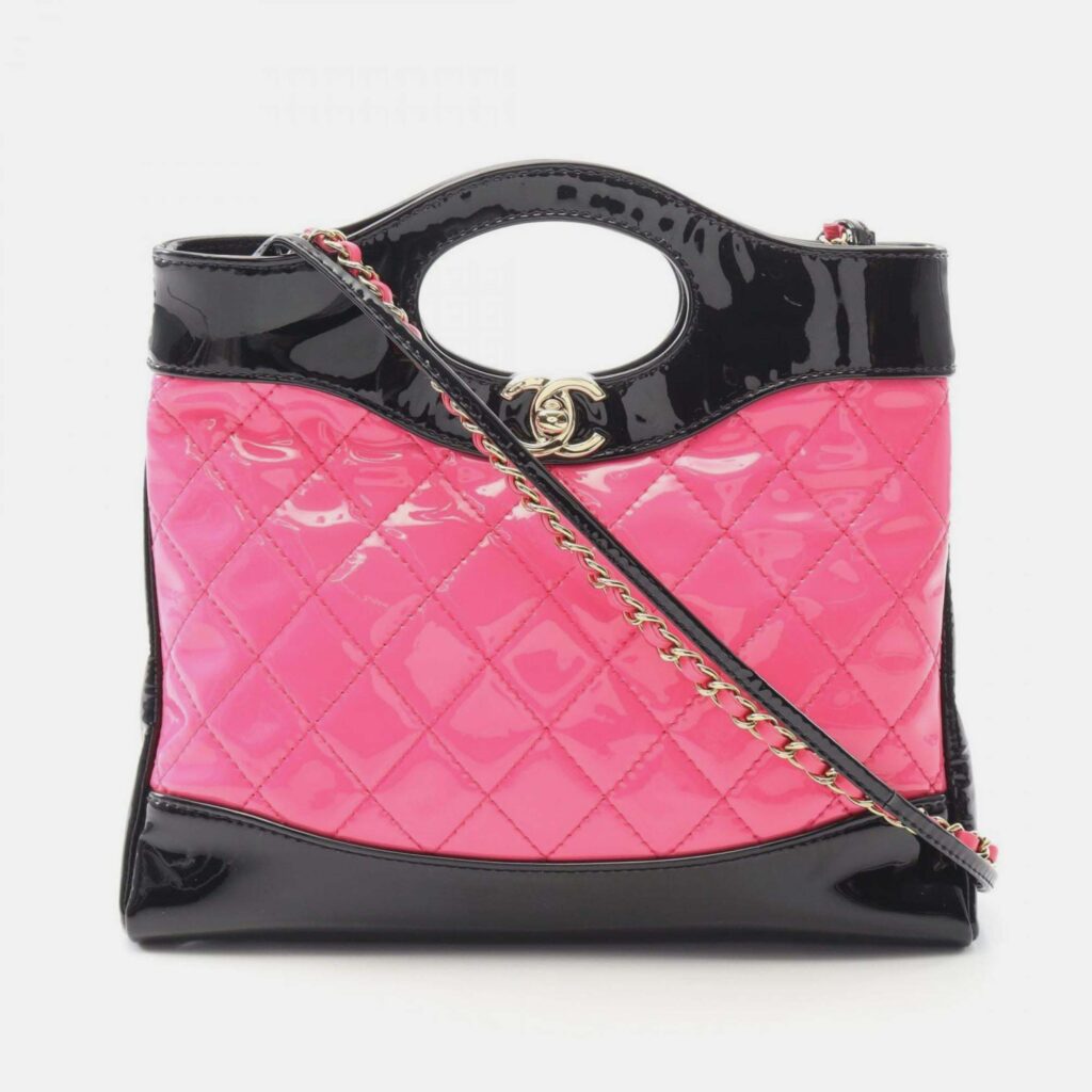 Chanel Chanel 31 Shoulder Bag Patent Leather Pink And Black