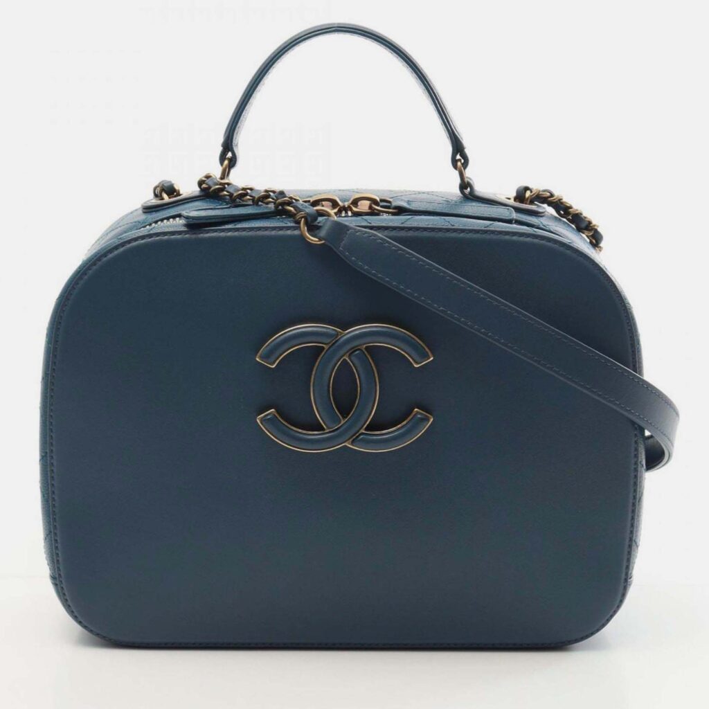 Chanel Coco Mark Shoulder Bag Leather Blue