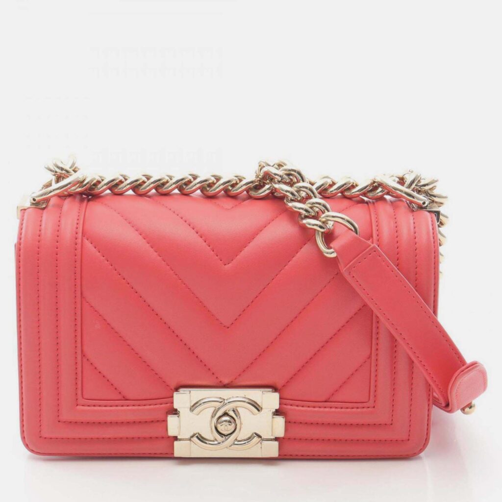 Chanel Boy Chanel Small Chevron V-Stitch Shoulder Bag In Lambskin Leather Pink Chanel Boy Chanel Small Chevron V-Stitch Shoulder Bag In Lambskin Leather Pink